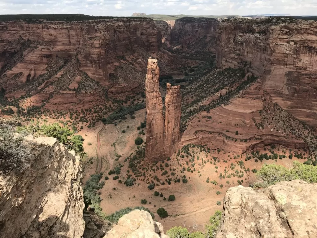 Spider Rock in Canyon de Chelly. View from the Rim